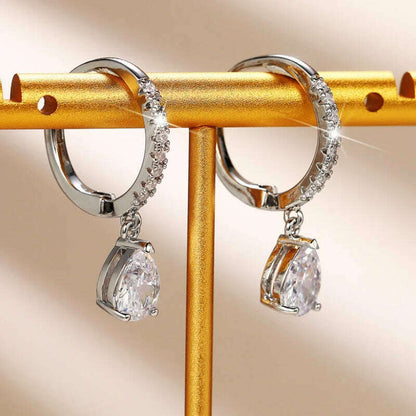 Huitan Simple Classic Square/Heart/Pear Cubic Zirconia Dangle Earrings for Women Timeless Style Wedding Trend Eternity Jewelry