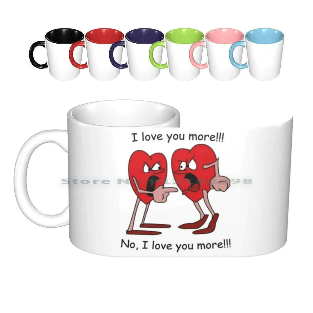 I Love You More! Ceramic Mugs Coffee Cups Milk Tea Mug Hearts Love Valentines Day Romantic Creative Trending Vintage Gift