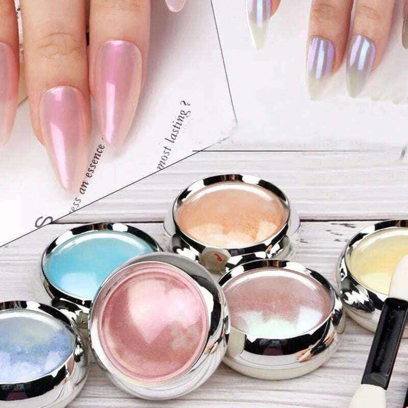 Ice Muscle Aurora Neon Glitter Mirror Nail Powder Pigment Pearl Nail Art Glitter Dust Chrome Aurora Blue Manicure Holographic
