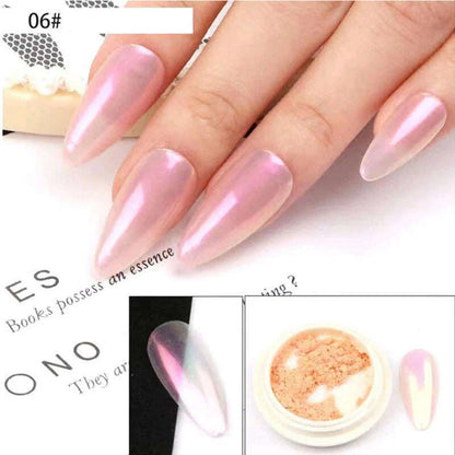 Ice Muscle Aurora Neon Glitter Mirror Nail Powder Pigment Pearl Nail Art Glitter Dust Chrome Aurora Blue Manicure Holographic