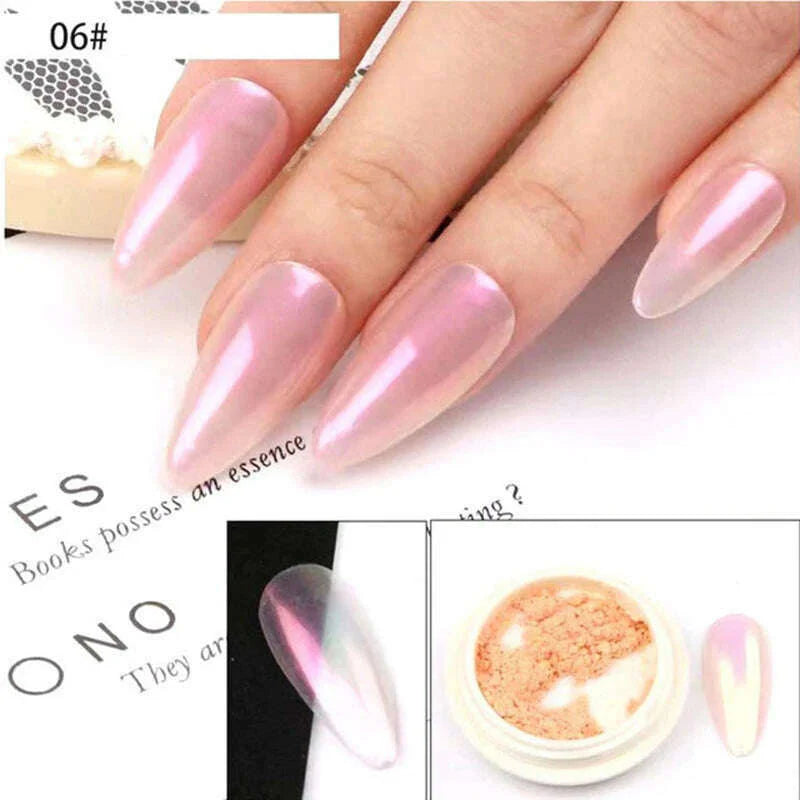 Ice Muscle Aurora Neon Glitter Mirror Nail Powder Pigment Pearl Nail Art Glitter Dust Chrome Aurora Blue Manicure Holographic