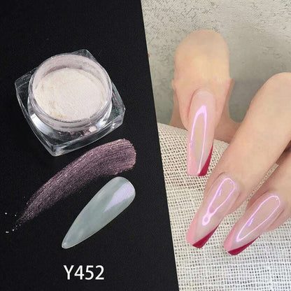 Ice Muscle Aurora Neon Glitter Mirror Nail Powder Pigment Pearl Nail Art Glitter Dust Chrome Aurora Blue Manicure Holographic