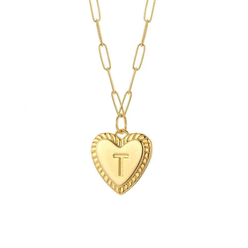 initial Letter Name Necklace for Women A-Z Alphabet Initial Pendant Choker Gold Color Collares Long Stainless Steel Chains Link