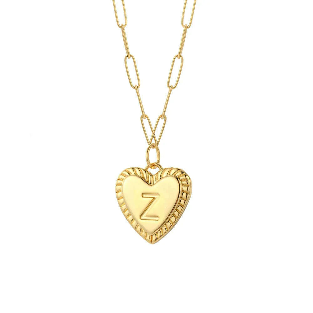 initial Letter Name Necklace for Women A-Z Alphabet Initial Pendant Choker Gold Color Collares Long Stainless Steel Chains Link