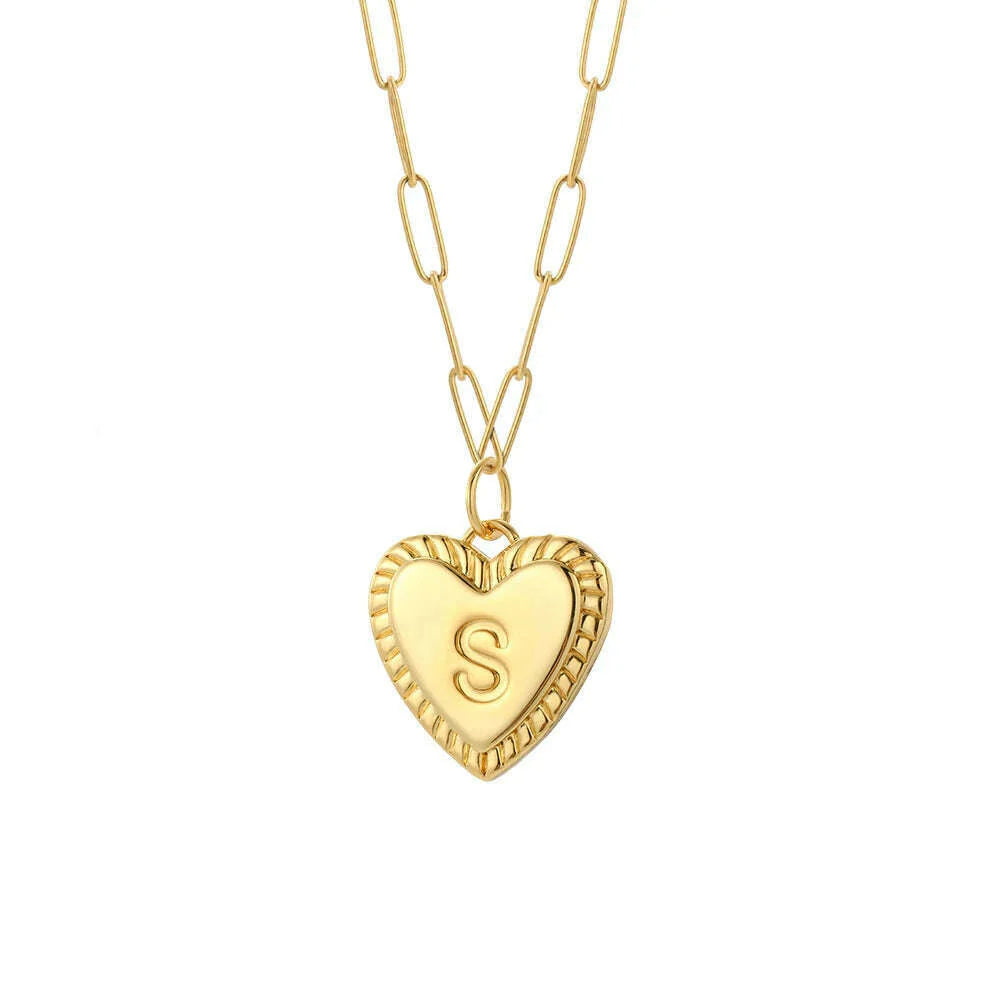 initial Letter Name Necklace for Women A-Z Alphabet Initial Pendant Choker Gold Color Collares Long Stainless Steel Chains Link