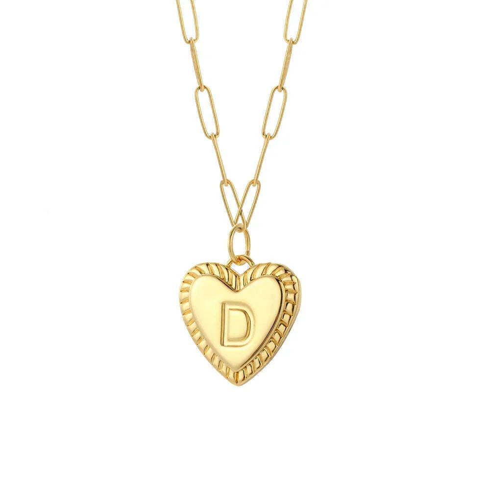 initial Letter Name Necklace for Women A-Z Alphabet Initial Pendant Choker Gold Color Collares Long Stainless Steel Chains Link