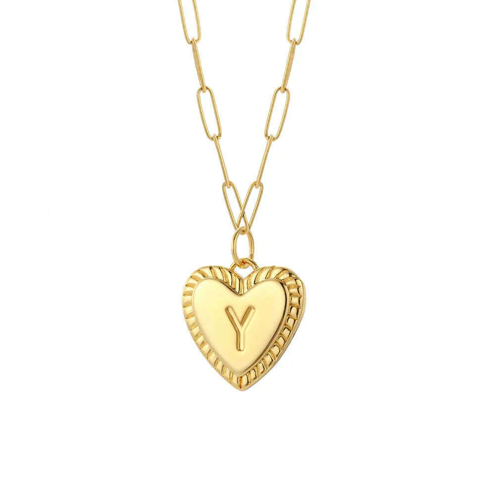 initial Letter Name Necklace for Women A-Z Alphabet Initial Pendant Choker Gold Color Collares Long Stainless Steel Chains Link