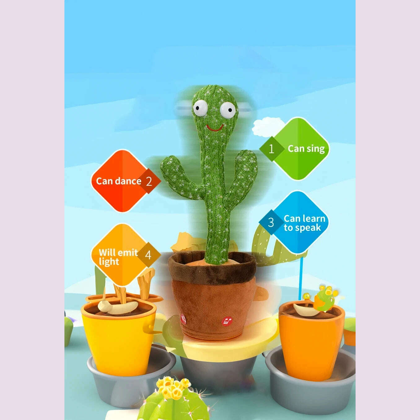 Intelligent Cactus Interactive Learning and Musical Toy for Kids to Dance Record and Speak with Fun