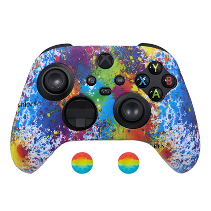 IVYUEEN for XBox Series S X Wireless Controller Water Transfer Printing Protective Silicone Case Skin with Thumb Stick Grip Caps