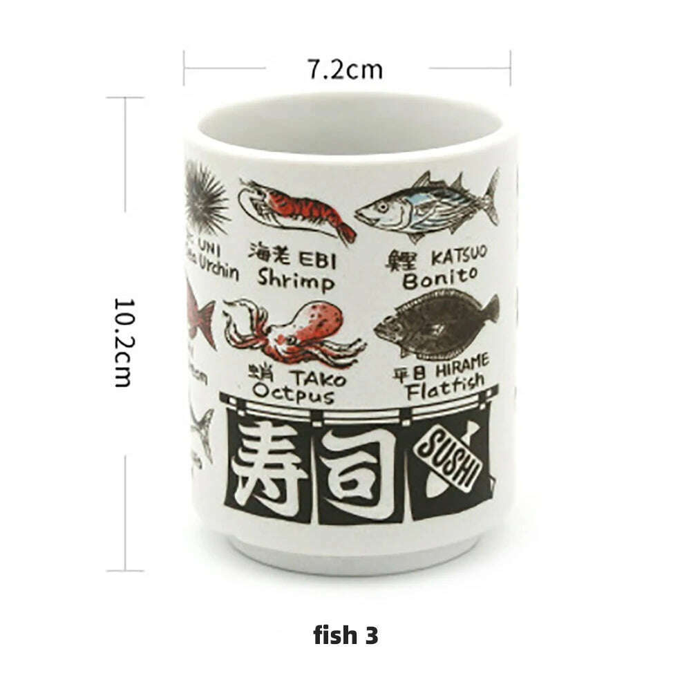 Japanese Impression Ceramic Mugs 300ml Tea Wine Sushi Sake Cup Funny Family Restaurant Decoration Travel Gift for Friends