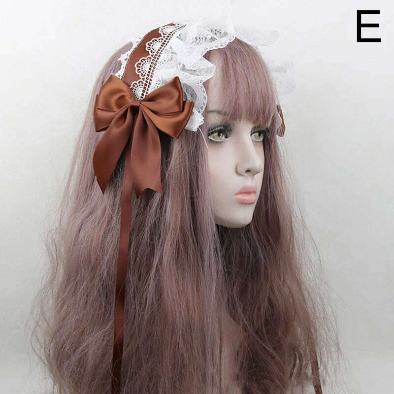 Japanese Lace Bow Ribbon Lolita Headdress Sweet Headband Cute Hair Clips Soft Headpiece Girl Anime Cosplay Hair Accessories