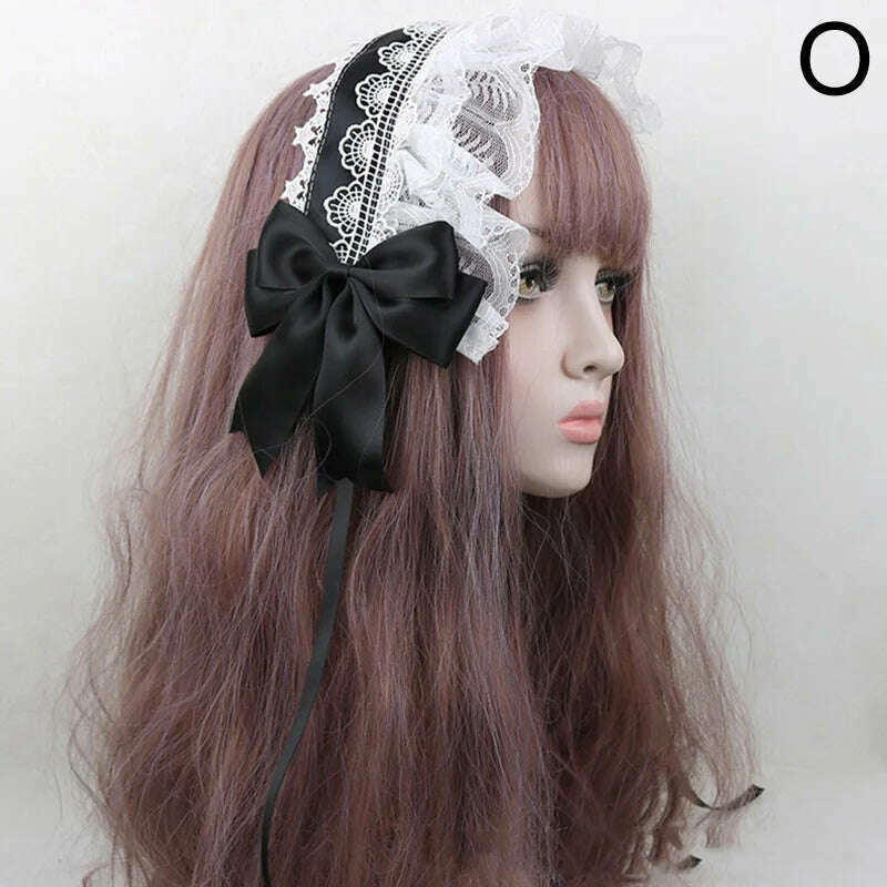 Japanese Lace Bow Ribbon Lolita Headdress Sweet Headband Cute Hair Clips Soft Headpiece Girl Anime Cosplay Hair Accessories