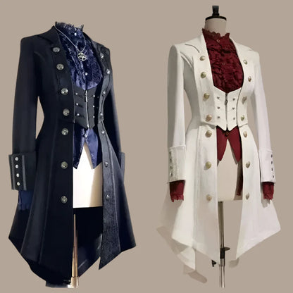 Japanese Retro Dark Long Trench Coat British Style Gothic Handsome Knight Outfit Lolita Sweet Long-sleeved Slimming Jacket
