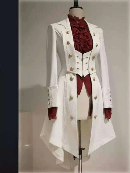 Japanese Retro Dark Long Trench Coat British Style Gothic Handsome Knight Outfit Lolita Sweet Long-sleeved Slimming Jacket