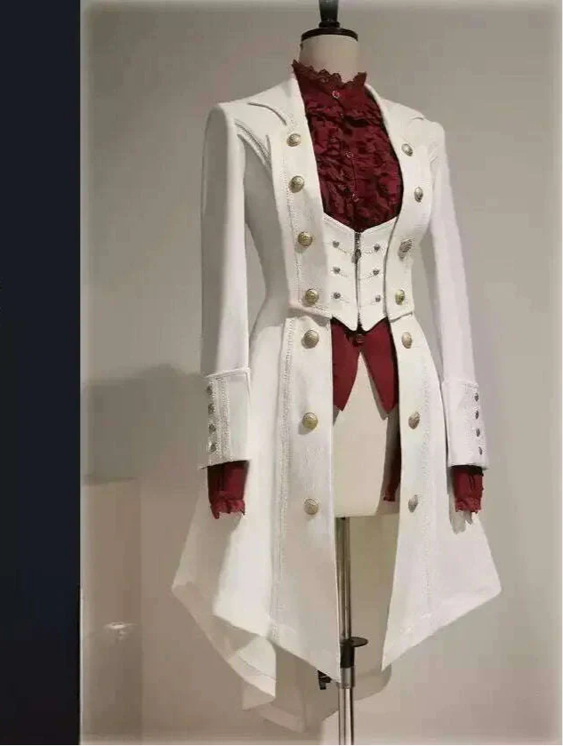 Japanese Retro Dark Long Trench Coat British Style Gothic Handsome Knight Outfit Lolita Sweet Long-sleeved Slimming Jacket