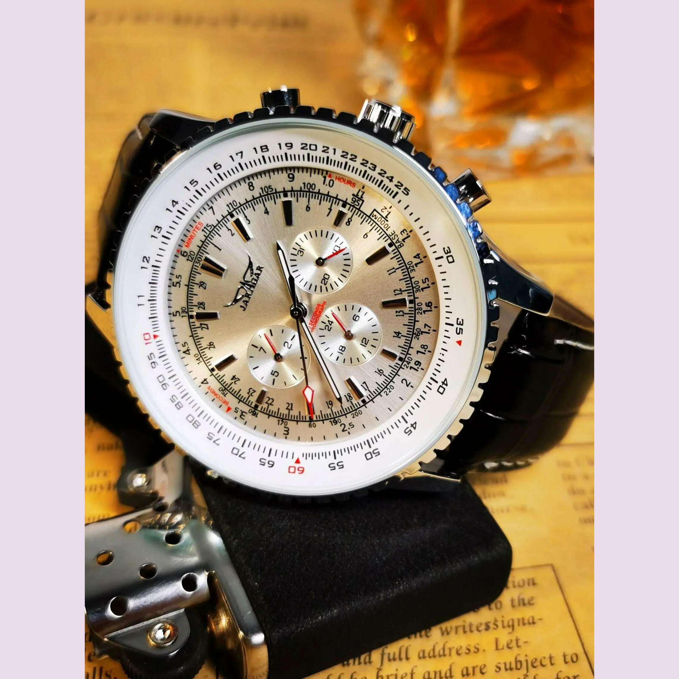 JARAGAR Pilot Watch Military Mens Watches Top Brand Luxury Leather Strap Cool Male Clock Chronograph montre homme relógios Gift