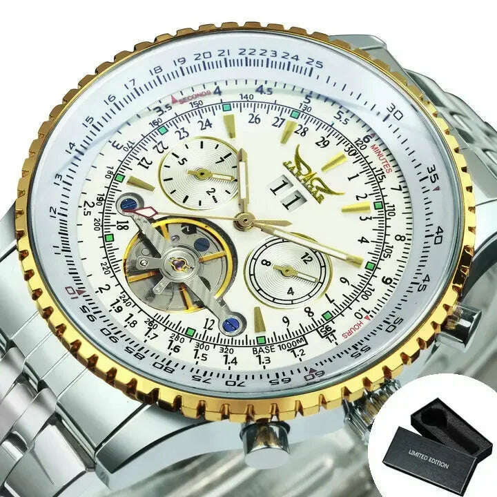 JARAGAR Watch Men Tourbillon Watches Luxury Full Steel Multifunctional Automatic Mechanical Wristwatches Men Reloj Hombre
