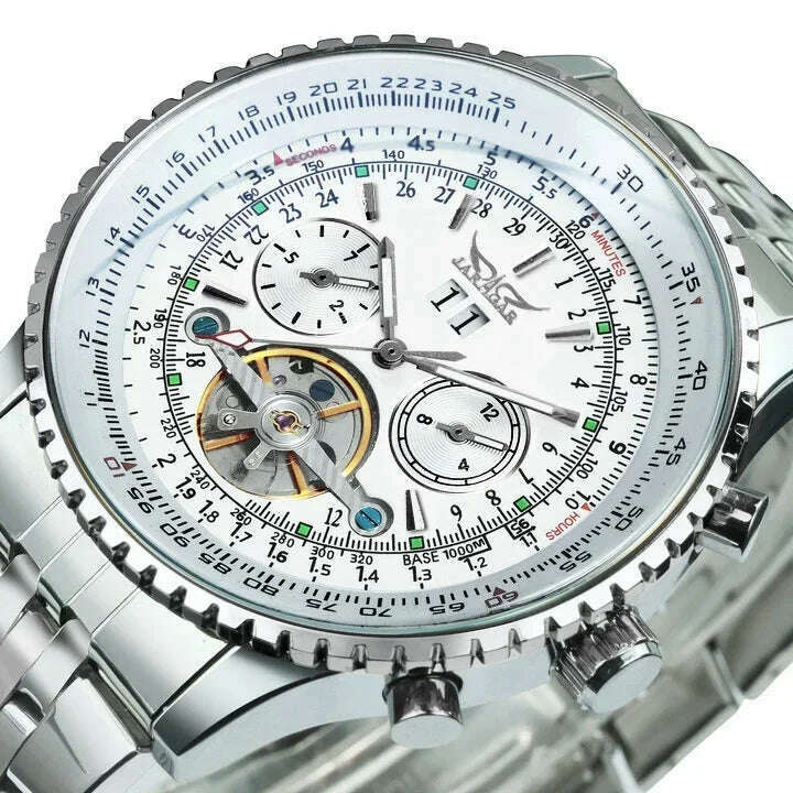 JARAGAR Watch Men Tourbillon Watches Luxury Full Steel Multifunctional Automatic Mechanical Wristwatches Men Reloj Hombre
