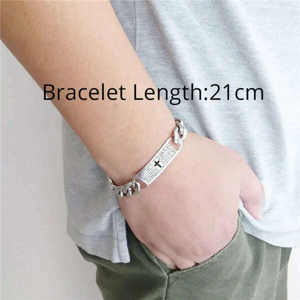 Jesus Cross Men's 316L Stainless Steel Bracelet Male Wholesale pulseira Mens Braclets Gold Color Wrist Bracelets For Men Jewelry