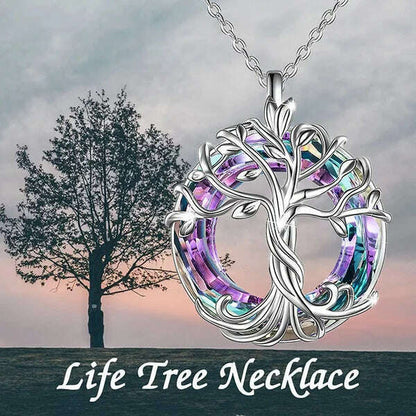 Jewelry for Women Celtic Family Tree of Life Necklace for Women Rainbow Crystal Pendant Birthday Valentines Day Gift Collares