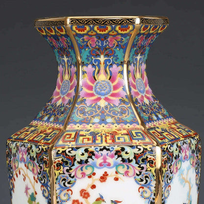 Jingdezhen Porcelain Vase Porch Ornaments Antique Official Enamel Porcelain Antique Collection Square Vase