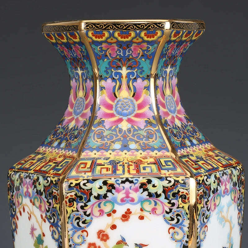 Jingdezhen Porcelain Vase Porch Ornaments Antique Official Enamel Porcelain Antique Collection Square Vase