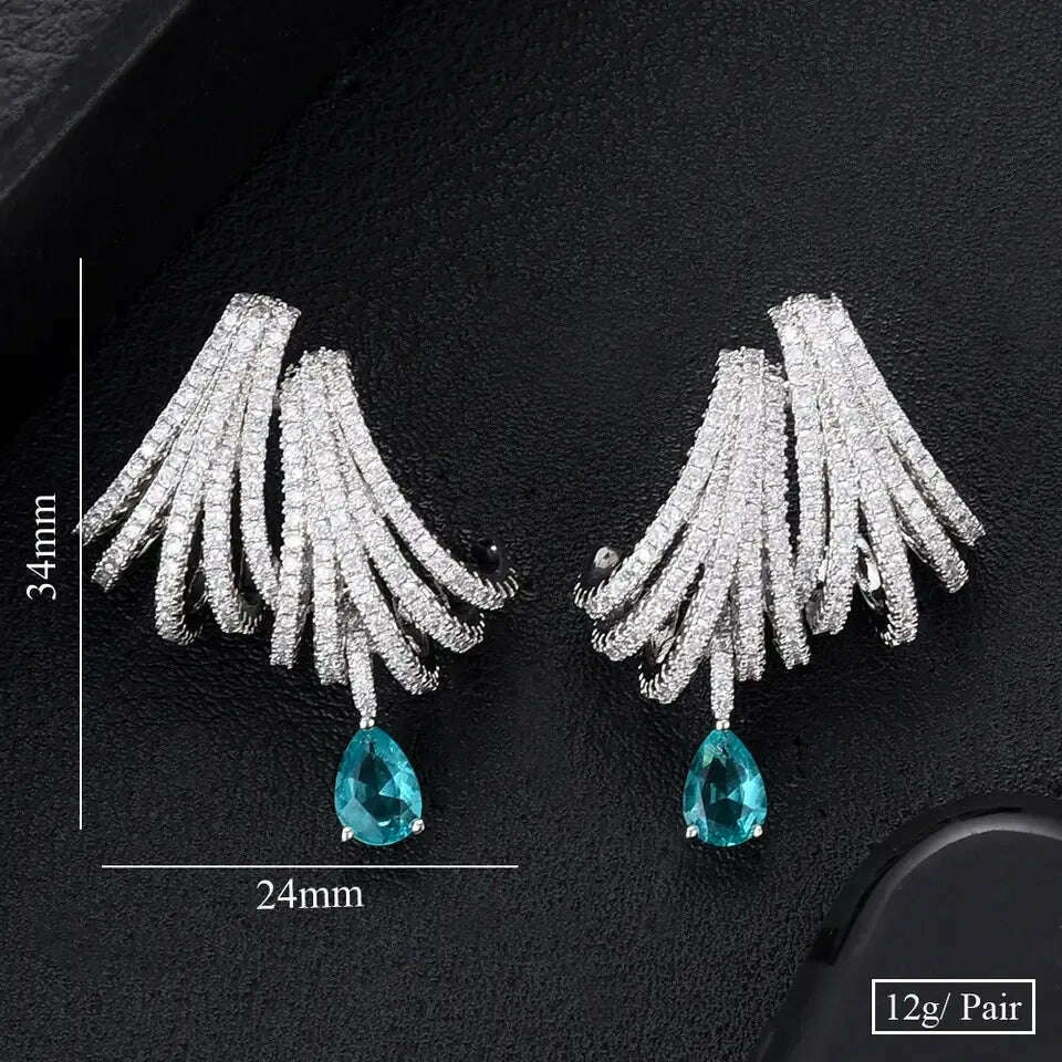 JitDoo Luxury DOUBLE CLAWS STUD Earrings for Women Wedding Trendy Cubic Zircon Indian Party Jewelry GIFT