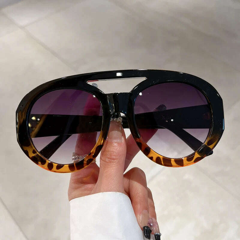 KAMMPT Oversized Round Goggle Men Fashion Double Bridge Gradient Candy Color Women Shades Eyewear Trendy New UV400 Sun Glasses
