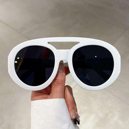 KAMMPT Oversized Round Goggle Men Fashion Double Bridge Gradient Candy Color Women Shades Eyewear Trendy New UV400 Sun Glasses