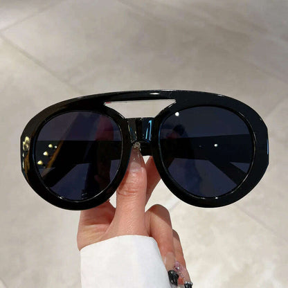 KAMMPT Oversized Round Goggle Men Fashion Double Bridge Gradient Candy Color Women Shades Eyewear Trendy New UV400 Sun Glasses