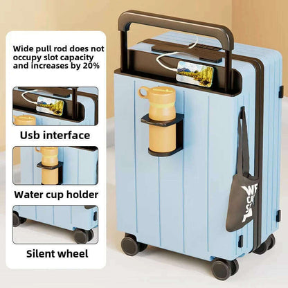 KLQDZMS Cabin Luggage USB Charging Trolley Case ABS+PC Boarding Case 20"22"24"26"28 Inch Combination Case with Wheels Suitcase