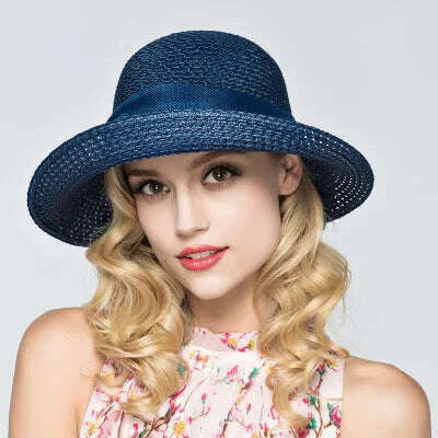 Korean fashion bow beach sun hat women's summer new collapsible fisherman basin hat summer sun block straw hat for women