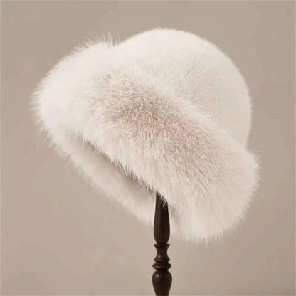 Korean Fashion Hat Women's Winter New Thick Warm Imitation Fur Simple Fisherman's Hat Imitation Mink Fur Ladies Mongolia Cap
