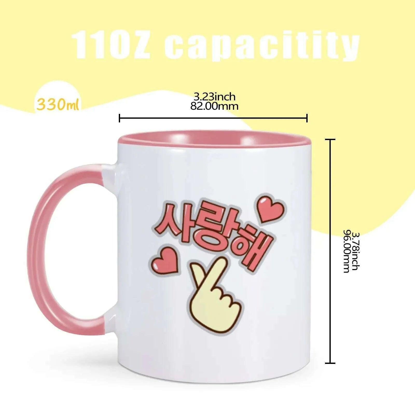 Korean I Love You Mug Funny Coffee Mugs for K-Drama Addict Him Her 11oz Ceramics Cup Valentines Day Gifts Ideas Home Milk Cups