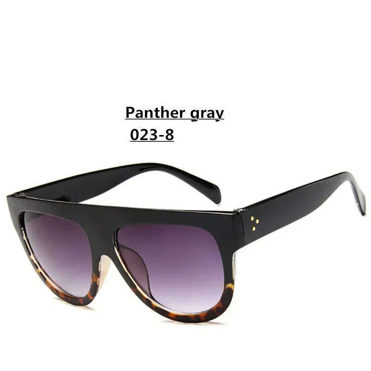 Lady Flat top Oversized Sunglasses Women Retro Female Big Frames UV400 Cat Eye Sunglass Electroplated Rivet Sun Glasses Shades