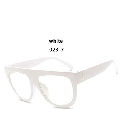 Lady Flat top Oversized Sunglasses Women Retro Female Big Frames UV400 Cat Eye Sunglass Electroplated Rivet Sun Glasses Shades