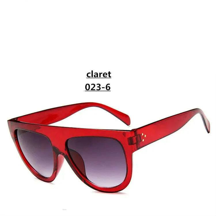 Lady Flat top Oversized Sunglasses Women Retro Female Big Frames UV400 Cat Eye Sunglass Electroplated Rivet Sun Glasses Shades