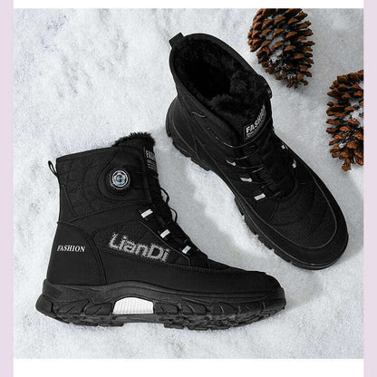 Large Size High-top Mens Cotton Shoes outdoor Snow Boots Warm Plush Lining Breathable Waterproof Fabric Non-slip Soles Safe Shoe
