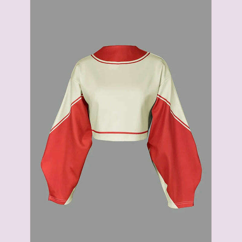 Lemongor Urban Female Stylish Striped High Neck Long Sleeve Zipper Tops & Elastic High Waist Wide Leg Pants Suits Two Piece Sets