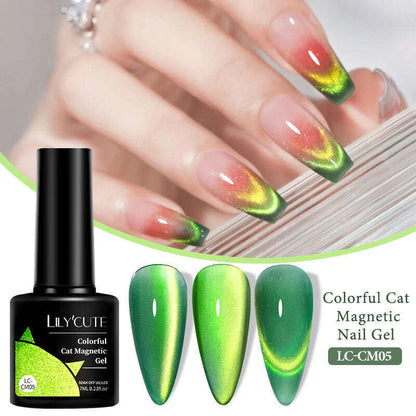 LILYCUTE 7ML Rainbow Glass Cat Magnetic Gel Nail Polish Super-Bright Colorful Glitter Sparkling Manicure Semi Permanent Nail Gel