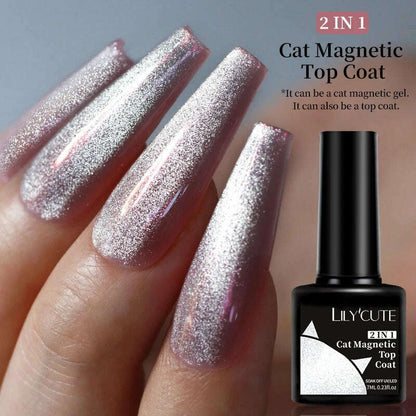 LILYCUTE 7ML Rainbow Glass Cat Magnetic Gel Nail Polish Super-Bright Colorful Glitter Sparkling Manicure Semi Permanent Nail Gel