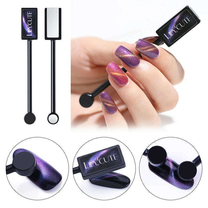 LILYCUTE 7ML Rainbow Glass Cat Magnetic Gel Nail Polish Super-Bright Colorful Glitter Sparkling Manicure Semi Permanent Nail Gel