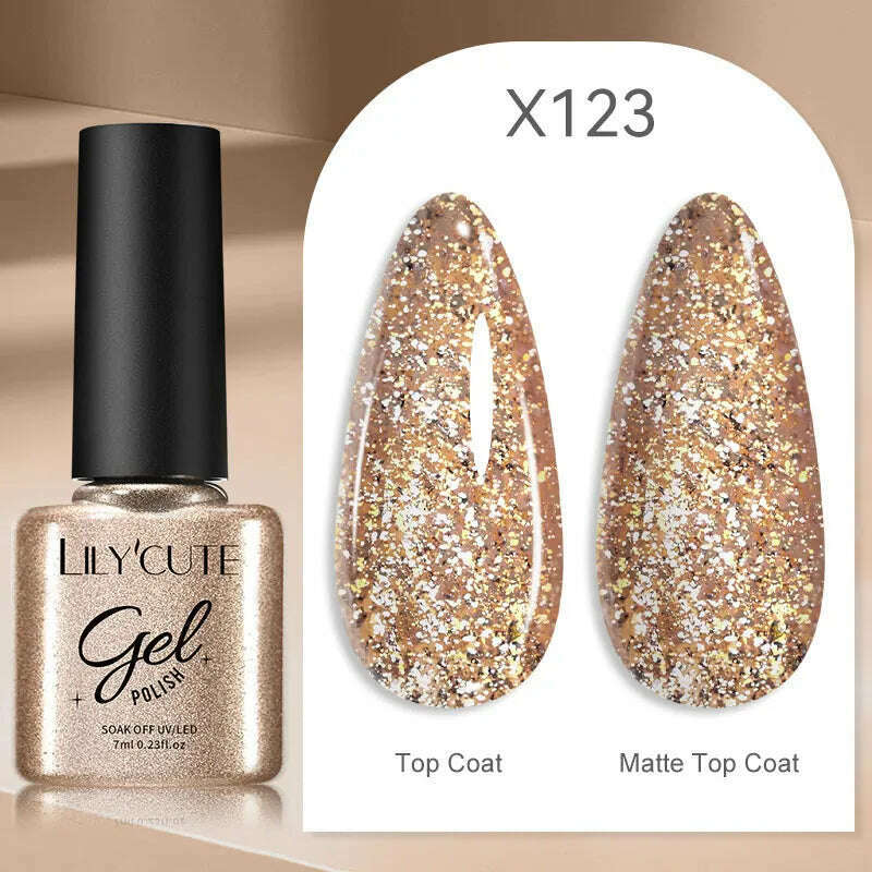 LILYCUTE 7ML Rainbow Glass Cat Magnetic Gel Nail Polish Super-Bright Colorful Glitter Sparkling Manicure Semi Permanent Nail Gel