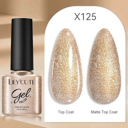 LILYCUTE 7ML Rainbow Glass Cat Magnetic Gel Nail Polish Super-Bright Colorful Glitter Sparkling Manicure Semi Permanent Nail Gel