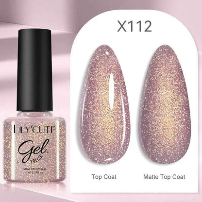 LILYCUTE 7ML Rainbow Glass Cat Magnetic Gel Nail Polish Super-Bright Colorful Glitter Sparkling Manicure Semi Permanent Nail Gel