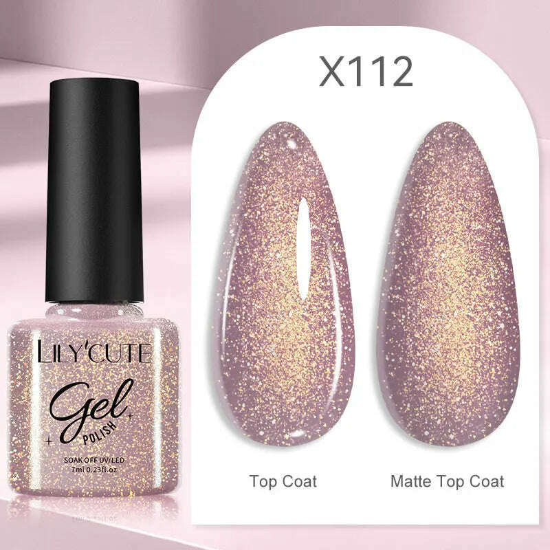 LILYCUTE 7ML Rainbow Glass Cat Magnetic Gel Nail Polish Super-Bright Colorful Glitter Sparkling Manicure Semi Permanent Nail Gel
