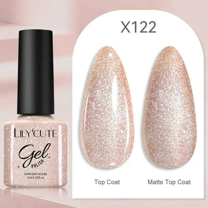 LILYCUTE 7ML Rainbow Glass Cat Magnetic Gel Nail Polish Super-Bright Colorful Glitter Sparkling Manicure Semi Permanent Nail Gel