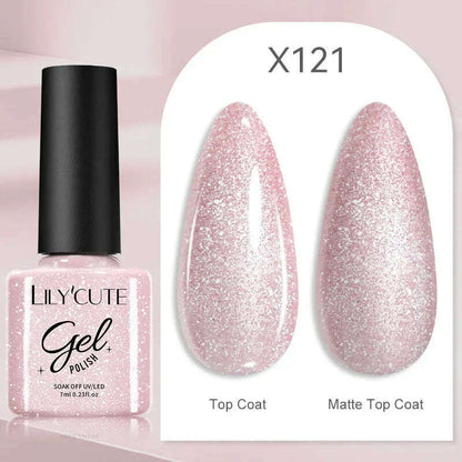 LILYCUTE 7ML Rainbow Glass Cat Magnetic Gel Nail Polish Super-Bright Colorful Glitter Sparkling Manicure Semi Permanent Nail Gel