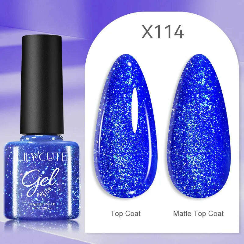 LILYCUTE 7ML Rainbow Glass Cat Magnetic Gel Nail Polish Super-Bright Colorful Glitter Sparkling Manicure Semi Permanent Nail Gel