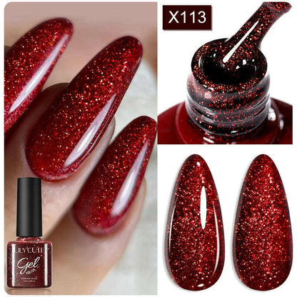 LILYCUTE 7ML Rainbow Glass Cat Magnetic Gel Nail Polish Super-Bright Colorful Glitter Sparkling Manicure Semi Permanent Nail Gel